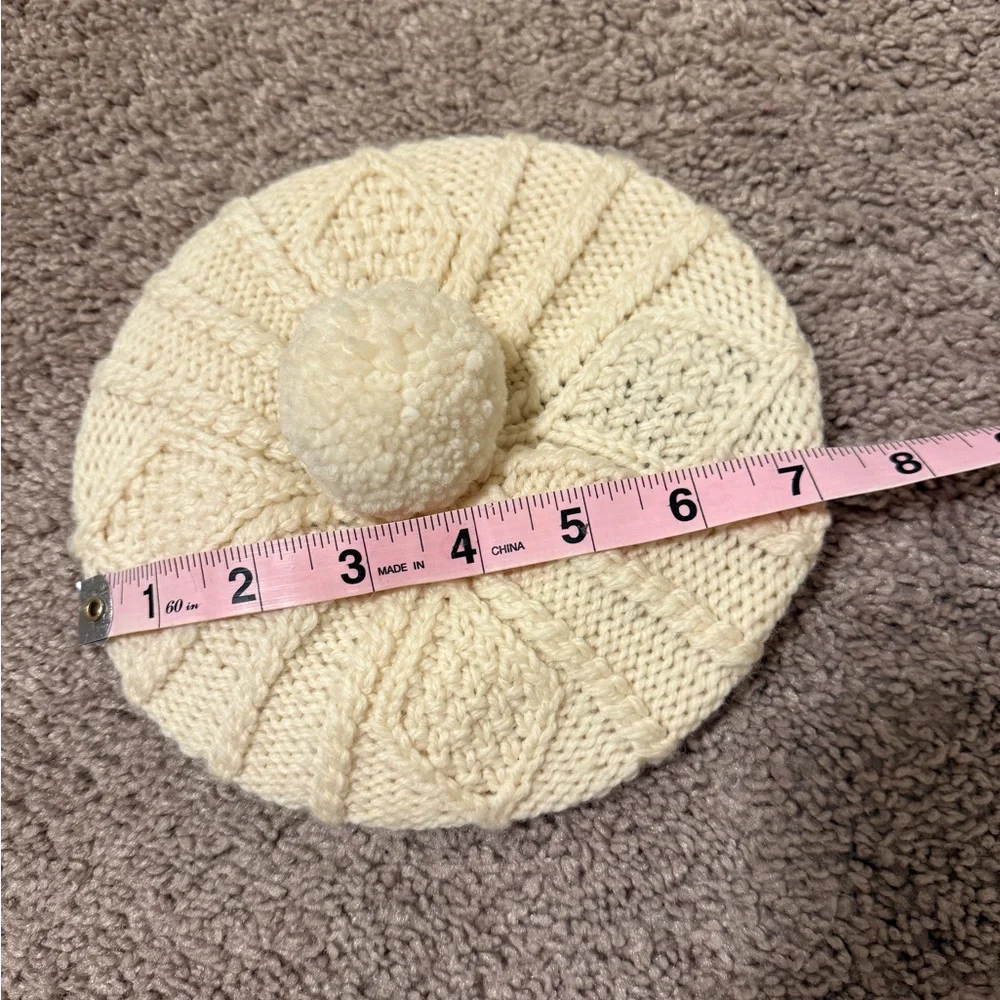 Aran Woollen Mills 100% Merino Wool Children’s Beret hat Natural cream